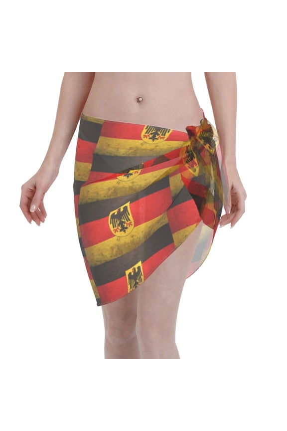 Women'S Beach Cover Up Short Sarong Dress German Flag With The German Wrap Chiffon Shawl