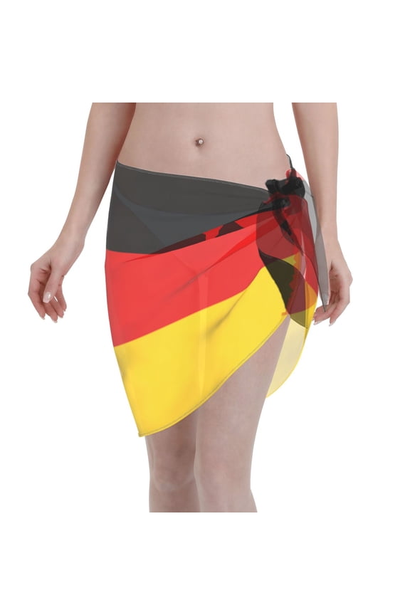 Women'S Beach Cover Up Short Sarong Dress German Flag Wrap Chiffon Shawl