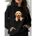 thumbnail image 1 of Women'S Black Golden Doodle Graphic Hoodie - Cozy Relaxed Fit Pullover with Front Pocket, Soft Machine-Washable Fabric, Cute Dog Lover Sweatshirt for Autumn Winter Warmth, All-Season Casual Wear, Pla, 1 of 4