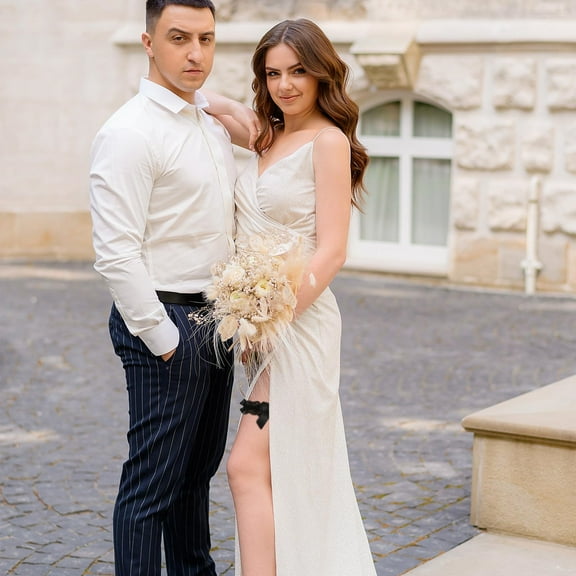 Women ' S Black Wedding Garter with Bow Bridal Garters Handmade Classic Wedding Garters Stretch Party Garter Wedding Accessories 1920 Suspenders for Men Vintage Suspender Pants Boys Ties And