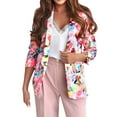 thumbnail image 1 of Women'S Blazers & Suit Jackets Fashion L Multicolor Printed Suit and Long Trousers Temperat Lapel Suit, 1 of 8