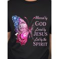 thumbnail image 1 of Women'S "Blessed by God, Loved by Jesus, Guided by the Holy Spirit" LED Light Butterfly Pattern T-Shirt, 1 of 8
