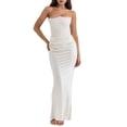 thumbnail image 1 of Women'S Bodycon Dress with A Cinched Waist Strapless Design Off-the-Shoulder Style with Boning White L, 1 of 9