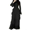 thumbnail image 1 of Women'S Bodycon Dresses Elegant Bell Sleeve Ruffle Hem Cocktail Party Long Dress Black L, 1 of 9