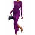 thumbnail image 1 of Women'S Bodycon Maxi Dress Fashion Long Sleeve Floral Print Tight Fitted Party Club Ruched Dresses S, 1 of 10