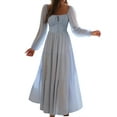 thumbnail image 1 of Women'S Bohemian Style Casual Resort Dress U-Neck Long Puff Sleeve A-Line Maxi Dress Blue S, 1 of 9