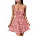 thumbnail image 1 of Women'S Boho Floral Dress Romper Spaghetti Strap Smocked Dress Pink S, 1 of 7