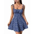 thumbnail image 1 of Women'S Boho Floral Dress Romper Spaghetti Strap Smocked Dress Royal Blue S, 1 of 7