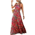 thumbnail image 1 of Women'S Boho Halter Print Maxi Dress Sexy Backless Elegant Sundress Cruise Outfits, 1 of 6