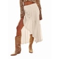 thumbnail image 1 of Women'S Boho Maxi Skirt High Low Asymmetrical Ruffle Hem Flowy Western Skirt White L, 1 of 9