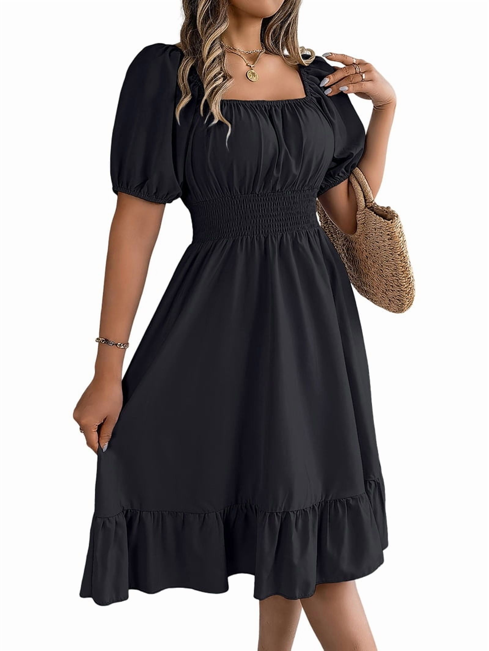 V-neck Cocktail Dress Trina Turk Women's Witty Dress - Off The Shoulder  With Poofy Sleeves & Knee-Length Fit Knee Length Summer Dress