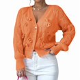 thumbnail image 1 of Women'S Bowknot Chunky Knit Cardigan Sweaters Open Front Cozy Long Sleeve Button Up Cardigan for Winter Orange M, 1 of 10