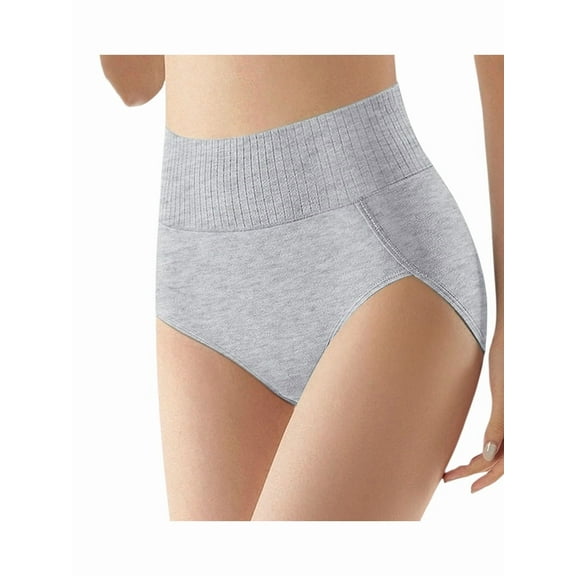 Women'S Breathable Solid Color Triangle Underwear High Waist Tummy Control Hip Lifting Gray L