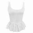 thumbnail image 1 of Women'S Bubble Hem Tank Top Scoop Neck Backless Sleeveless Patchwork Peplum Going Out Babydoll Shirts White XL, 1 of 6