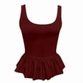 thumbnail image 1 of Women'S Bubble Hem Tank Top Scoop Neck Backless Sleeveless Patchwork Peplum Going Out Babydoll Shirts Wine Red M, 1 of 7