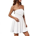 thumbnail image 1 of Women'S Bubble Mini Short Dress 2025 Summer Casual A Line Strapless Tube Top Sundress Trendy Smocked Dresses White XL, 1 of 6