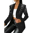 thumbnail image 1 of Women'S Business Blazer, Long Sleeve Open Front Suit Jacket, Rhinestone Button Down Coat, Office Work Wear Black S, 1 of 7