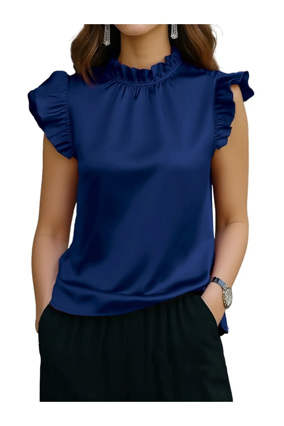 Women'S Business Blouse Office Work Shirts Vintage Sleeveless Dressy Casual Blouses Top S