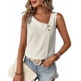 thumbnail image 1 of Women'S Button Asymmetrical V Neck Striped Print Blouses Casual Sleeveless Tank Top Summer Shirt Tops  XL, 1 of 8