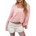 thumbnail image 1 of Women'S Button Down Cardigan Sweater Drop Shoulder Long Sleeve Casual Outerwear Pink M, 1 of 5