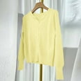 thumbnail image 1 of Women'S Button Down Crew Neck Long Sleeve Soft Knit Cardigan Sweater Yellow Free Size, 1 of 5