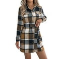 thumbnail image 1 of Women'S Button Down Flannel Shirts Plaid Shacket Long Sleeve Collared Business Casual Tops Work Blouses Khaki S, 1 of 9