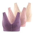 thumbnail image 1 of Women'S Button Front Underwire Bra Wide Strap Vest Oversized Bra(3Pcs), 1 of 7