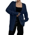thumbnail image 1 of Women'S Cable Knit Cardigan Long Sleeve Open Front Button Down Knitwear Sweater Coat Navy Blue XL, 1 of 5