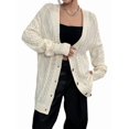 thumbnail image 1 of Women'S Cable Knit Cardigan Long Sleeve Open Front Button Down Knitwear Sweater Coat White L, 1 of 8