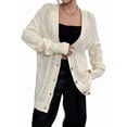 thumbnail image 1 of Women'S Cable Knit Cardigan Long Sleeve Open Front Button Down Knitwear Sweater Coat White M, 1 of 8
