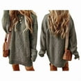 thumbnail image 1 of Women'S Cable Knit Casual Long Sleeve Loose Crew Neck Pullover Mini Sweater Dress Fall Winter Outfits Army Green XL, 1 of 6