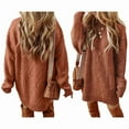 thumbnail image 1 of Women'S Cable Knit Casual Long Sleeve Loose Crew Neck Pullover Mini Sweater Dress Fall Winter Outfits Caramel Color M, 1 of 6