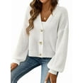 thumbnail image 1 of Women'S Cardigan Sweaters 2025 Fall Open Front Oversized Button V Neck Loose Soft Knit Outwear White L, 1 of 9