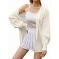thumbnail image 1 of Women'S Cardigan Sweaters Fall Open Front Oversized Button V Neck Loose Soft Knit Outwear White M, 1 of 4