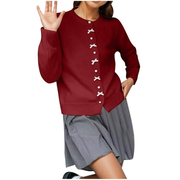 Women'S Cardigan Sweaters Knit Button Down Light Red Sweaters for Women Cozy Sweaters Fall Outfits Trendy Sweaters for Women