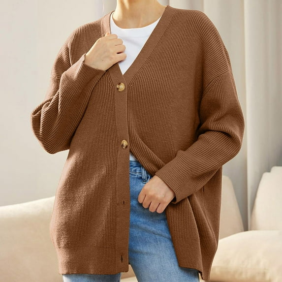 Women'S Cardigan Sweaters Knitted Button Light Brown Sweaters for Women Cozy Sweaters Women Fall Clothes Casual Outfits for Women