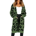 thumbnail image 1 of Women'S Cardigan Sweaters Leopard Long Sleeve Open Front Outwear Fall Winter Loose Knit Cheetah Long Cardigan Green L, 1 of 8