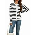 thumbnail image 1 of Women'S Cardigan Sweaters Striped Open Front Button Down Knitted Coat Cropped Fall Outwear White & Black S, 1 of 6