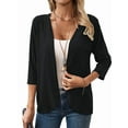 thumbnail image 1 of Women'S Cardigan Tops Three-Quarter Sleeves Solid Color Casual Small Jacket Female Black S, 1 of 9