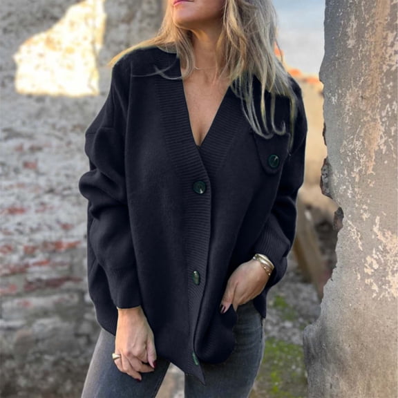 Women'S Cardigans Knit Button Up Light Grey Sweaters for Women Warm Cardigan Fall Clothes Work Sweaters for Women Office