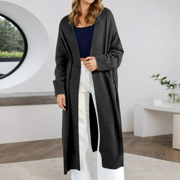Women'S Cardigans Knit Light Black Long Sweaters for Women Warm Sweaters Fall Fashion Ladies Cardigans