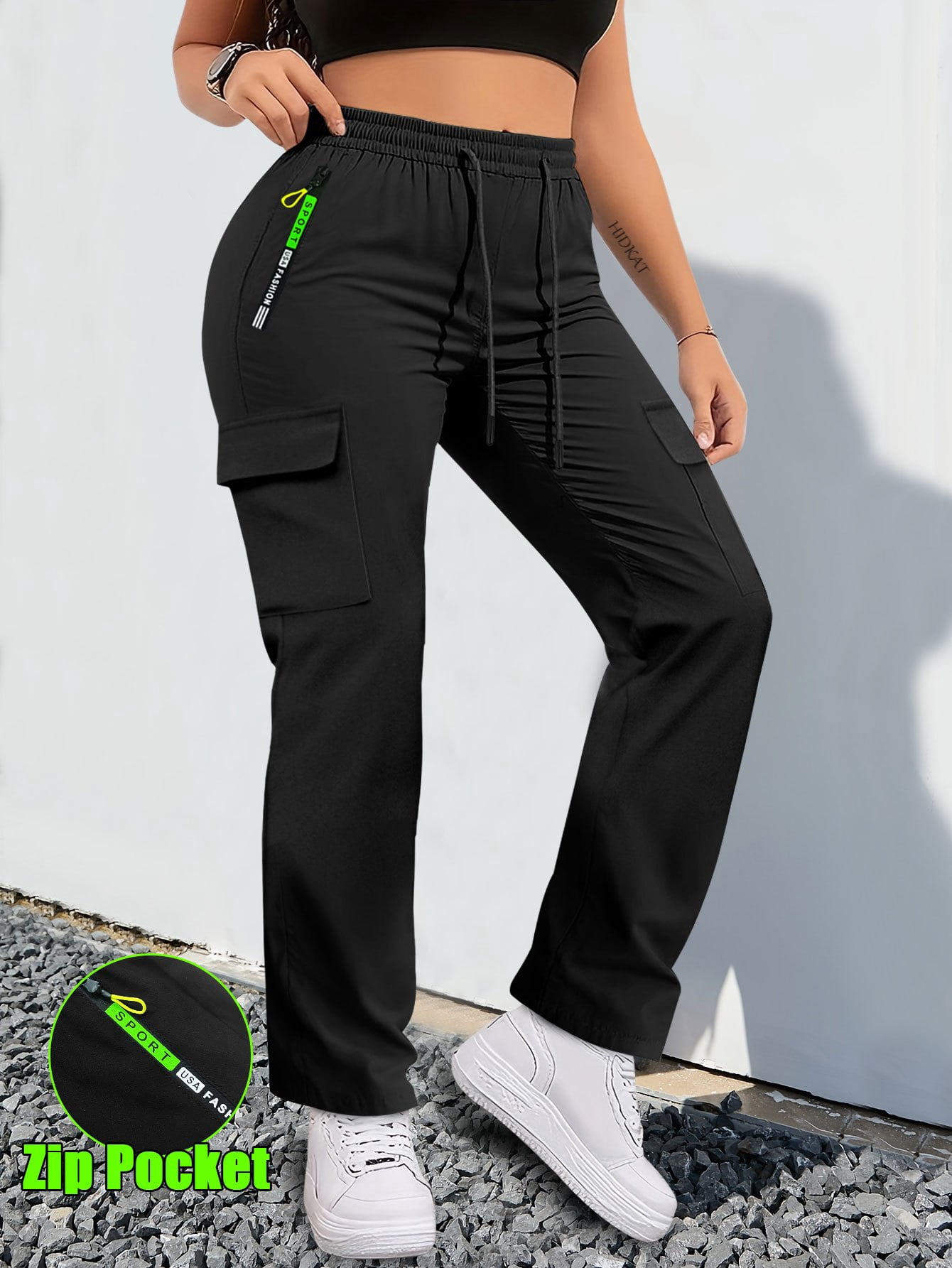 26SS 現行 DRAWSTRINGS DAMAGE 2TUCK PANTS Women-S-Cargo-Pants-Non-
