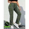 thumbnail image 1 of Women'S Cargo Pants - Non-Stretchy Work Pants with Zipper Pocket, Drawstring Waist, All-Season Trousers for Hiking, Running, 1 of 7