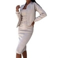 thumbnail image 1 of Women'S Casual 2 Piece Outfit Sleeveless Bodycon Midi Dress and Long Sleeve Jacket Pencil Dress Lounge Sets Light Gray L, 1 of 5