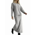 thumbnail image 1 of Women'S Casual 2 Pieces Set Crewneck Sweater and Fishtail Skirt Knit Outfits for Fall Winter Fashion Light Gray L, 1 of 3