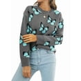 thumbnail image 1 of Women'S Casual Butterfly Print Knitted Pullover Sweaters Long Sleeve Crew Neck Jumper Tops Gray M, 1 of 9