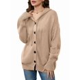 thumbnail image 1 of Women'S Casual Cardigan V Neck Button Down Hooded Sweaters Long Sleeve Hoodies Outfits Khaki XL, 1 of 6
