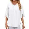 thumbnail image 1 of Women'S Casual Chiffon Blouse Tops 1/2 Ruffled Sleeve Crew Neck Loose Fit Blouses Shirts White S, 1 of 9