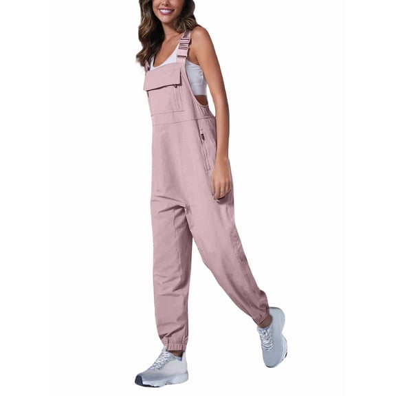 Women'S Casual Corduroy Overalls Sleeveless Adjustable Straps Jumpsuits for Women with Pockets Pink XXL