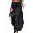 thumbnail image 1 of Women'S Casual Cotton Baggy Pants with Elastic Waist Relax Fit Lantern Trouser Black L, 1 of 7